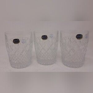 NEW Bohemia Czech Crystal Vintage Tumbler Glasses Drinks Barware 11 OZ 3 Glasses